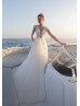 Beaded Ivory Floral Lace Tulle Lightweight Wedding Dress